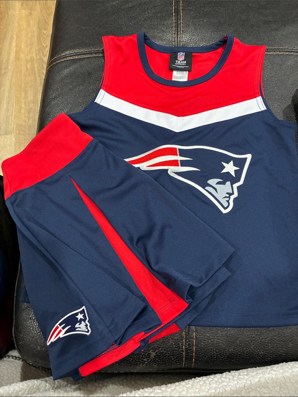NFL Kids Navy, Red & White Patriots Sleeveless Jersey Set